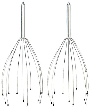 Pearl head spider Massage: 2 pack head-massage spider Head massager with a metal handle (massage spider massage devices massage chair)