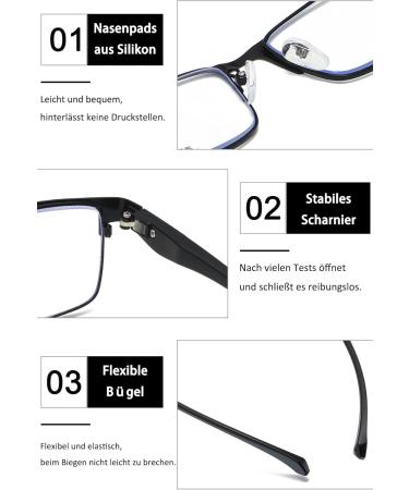 Koosufa Multifocus Anti-Blue Light Reading Glasses for Men & Women - Metal Frame Workplace Glasses | 1.0 to 4.0 Strength Options - Buy Online on GoSupps.com