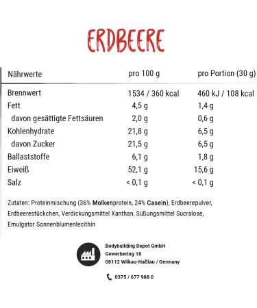 Bodybuilding Depot Gourmet Whey Protein 500g - Delicious Strawberry Flavor Creamy Texture No Additives - Buy Now! - Buy Online on GoSupps.com