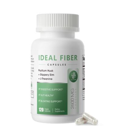 Fiber Supplement Capsules for Digestive Health & Regularity Effortless Bowel Movements-Psyllium Husk Powder & Slippery Elm-Natural Prebiotic Fiber Non-GMO-Daily Fiber for Adults Women & Men-120Caps 120 Count (Pack of 1)