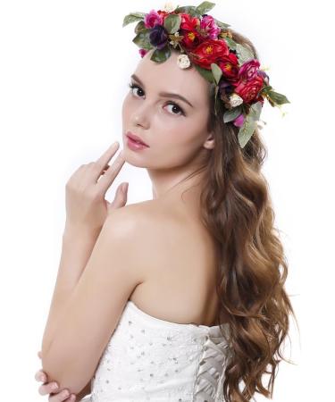 Ever Fairy Flower Crown Headband with Adjustable Ribbon for Women Girls Hair Accessories - Buy Online on GoSupps.com