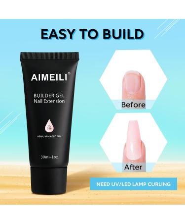 AIMEILI Builder Nail Gel Kit - 6 Colours 15ml | Nail Extension Gel Polish Set for UV LED Nail Enhancement | Acrylic Builder Gel Kit for Nail Art - Gifts Set Included - Buy Online on GoSupps.com