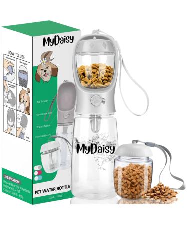 Mydaisy 550ml Spiral drinking bottle dogs for on the go with 100g feed container - dogs drinking bottle with large capacity suitable for dogs puppies and cats dog accessories to go white - Buy Online on GoSupps.com