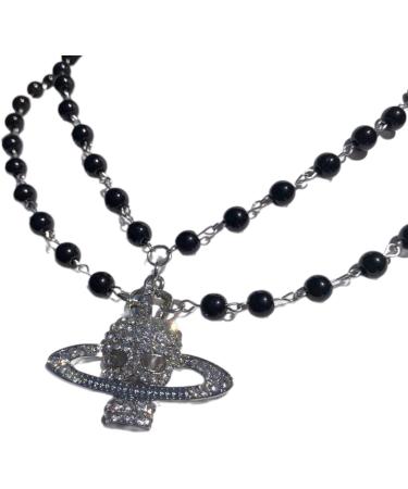 Oralgos Adjustable Skull Trailer Necklace | Stylish Planetary Design | Comfortable Alloy & Pearl Jewelry - Buy Online on GoSupps.com