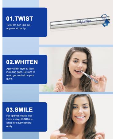 MySmile Non-Sensitive Teeth Whitening Pen - Mint Gel Enamel-Safe 30+ Treatments Fast Stain Removal Bright Smile Alternative to Strips - 8ML - Buy Online on GoSupps.com