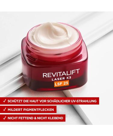 L'Or al Paris Revitalift Laser X3 Day Care SPF 25 - Anti-Aging Facial Cream with Hyaluronic Acid Vitamin C & Pro-Retinol | 50 ml - Buy Online on GoSupps.com