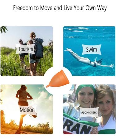 Super Soft Reusable Menstrual Cup - Medical Grade Silicone Sensitive Fit for Women (L Orange) | Eco-Friendly Hygiene Products - Buy Online on GoSupps.com