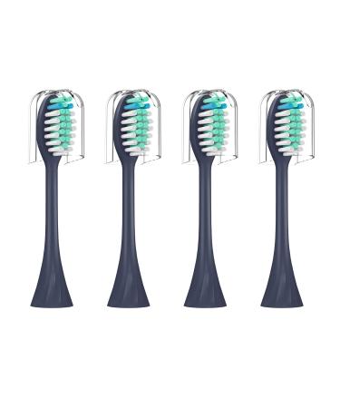 USHON Toothbrush Replacement Brush Heads for HY1100 and HY1200 Only Compatible with Philips One Electric Toothbrushes 4 Pack (Midnight Navy Blue)