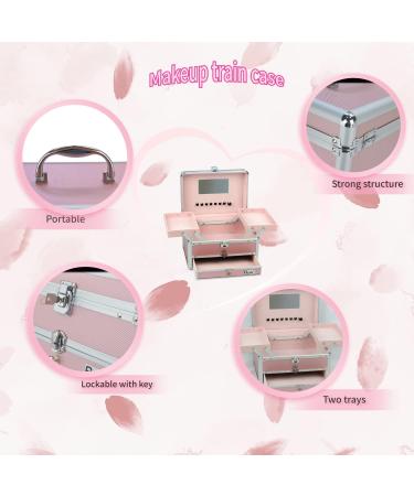 REME Small Pink Makeup Train Case with Trays and Drawer - Cosmetic Organizer and Jewelry Box - Buy Online on GoSupps.com