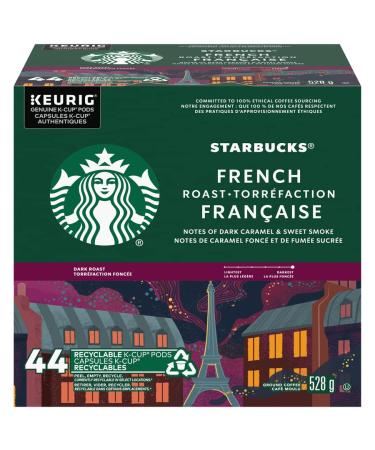 Starbucks French Roast Dark Roast Ground Coffee K-Cup Pods 44 ct Box French Roast 44 count (Pack of 1)