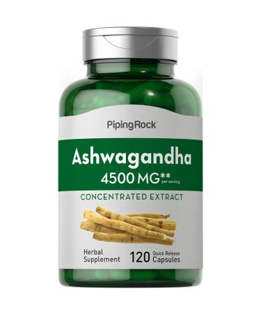 Piping Rock Ashwagandha 4500mg | 120 Capsules | Supplement with Black Pepper Extract | for Women and Men | Non-GMO Gluten Free