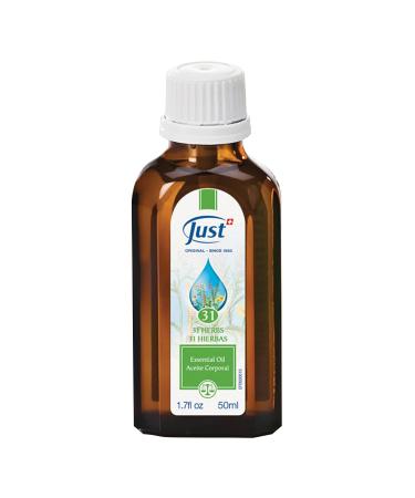 Essential Oil for The Whole Family. Swiss Just 31 Herbal Oil Massage Oil for Muscle Soreness & Joint Pain. Contains Natural Eucalyptus Oil 50ml.