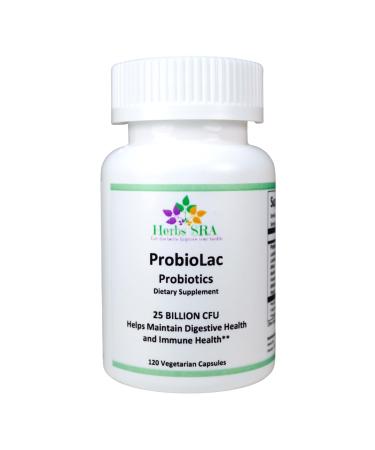 PROBIOLAC -Powerful Probiotic Blend - Supports Gut Health and Digestive Balance - 25 Billion CFU 18 Probiotic Strains. 120 Vegetarian Capsules.