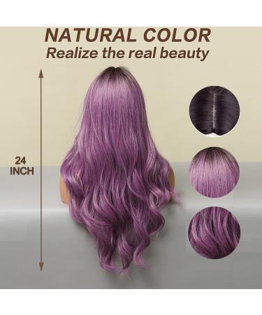 Esmee 24-Inch Purple Ombre Wig for Women - Heat-Resistant Synthetic Hair Dark Roots Perfect for Daily Wear & Cosplay - Buy Online on GoSupps.com