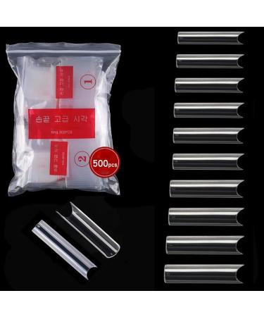 MWOOT 500PCS Extra Long False Nail Tips - XXL C Curve Acrylic Half Cover Coffin Shape French Fake Nails for Nail Art Manicure - 10 Sizes (Clear) - Buy Online on GoSupps.com