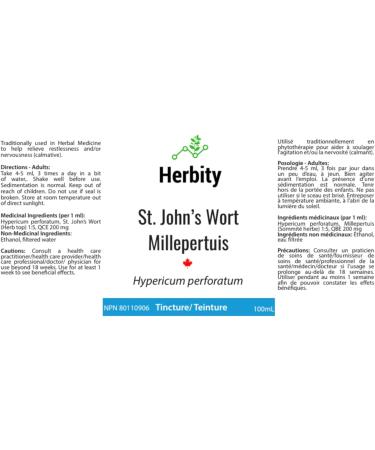 St. John's Wort Herbal Tincture Liquid Extract Hand Crafted Natural Medicine Remedies Herb Formula Drops Non-GMO Vegan Gluten Free No Fillers (Hypericum perforatum) (100mL 3.4oz) 100 ml (Pack of 1) - Buy Online on GoSupps.com