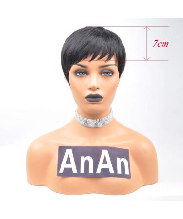 Yviann Pixie Cut Short Human Hair Wig for Black Women - Natural Straight 1B Color - Buy Online on GoSupps.com