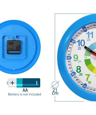 Kiddus Children's Wall Clock - Silent Analogue Time Teacher | Multi-Language Time Learning in English Blue - Buy Online on GoSupps.com