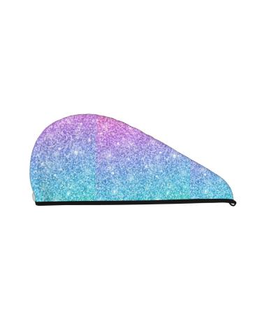 Hair Towel Wrap Hair Drying Towel with Button Towel Turban Head Towel to Dry Hair Quickly (Multicolor Glitter)