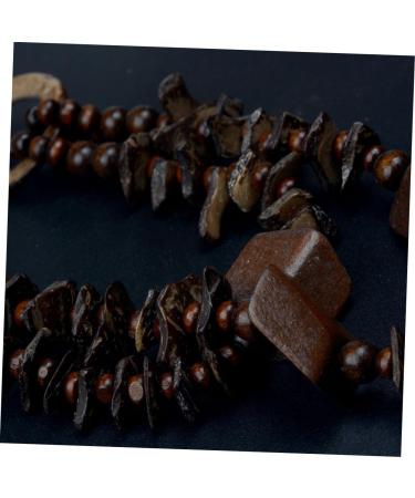 COOLHIYA Hawaiian Necklace Beaded Coir Necklace Necklaces A Necklace Vintage Decor Beaded Necklace Bride Wooden Beads Africa Coffee 110CM - Buy Online on GoSupps.com