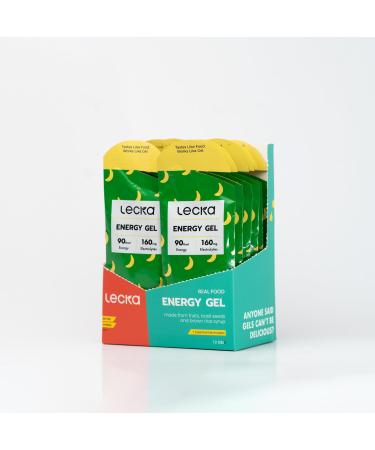 Lecka Energy Gel Banana 12 Gels | for Endurance Exercise Made with Real Fruits and Basil Seeds Provides Natural Energy and Electrolytes