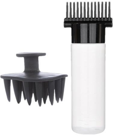 Streysisl Comb Bottle Applicator | 180ml Portable Hair Oiling Bottle with Combs Scalp Bottle Applicator Hair Oil Bottle with Comb for Hair Hairdressing Coloring Black Third Generation - Buy Online on GoSupps.com
