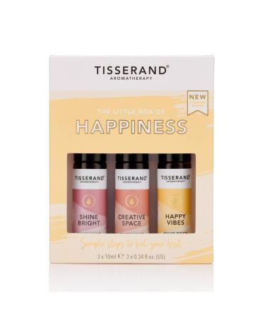 Tisserand Aromatherapy - The Little Box of Happiness - Shine Bright Creative Space Happy Vibes - 100% Natural Pure Essential Oils - 3x10ml Pack of 1 Happiness