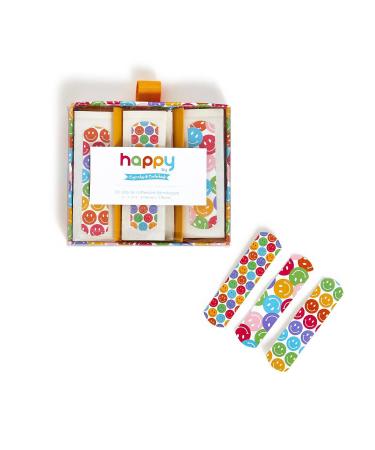 Two's Company Happy Bandages in Gift Box Includes 3 Patterns 4.25-inch Width Plastic Set of 30 Bandages
