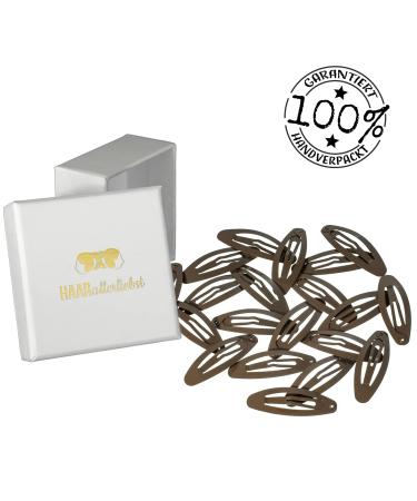 HAARallerliebst Hair Clips - 20 Oval Brown Clips (5 cm) with White Storage Box - International Shipping Available - Buy Online on GoSupps.com