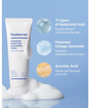 Real Barrier Ceramide Moisture Cleansing Foam 120ml 4.05 Fl Oz Hydrating Makeup Removal All-in-One Deep Cleanser with Hyaluronic Acid and Rich Creamy Foam for Sensitive Skin Korean Skincare - Buy Online on GoSupps.com