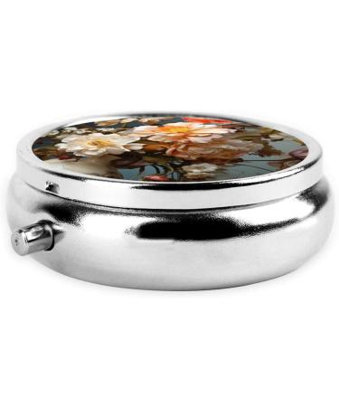 Portable Metal Pill Box with Flower Design | Mini Round 3-Compartment & Hinged | Ideal for Small Pills & Travel - Buy Online on GoSupps.com