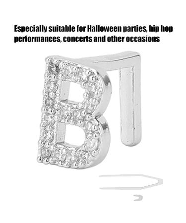 Hip Hop Teeth Grills for Men & Women | Silver B Letter Mouth Accessories | Halloween Dentures Ornaments - Buy Online on GoSupps.com