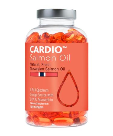 High Strength Omega 3 Fish Oil - 1000mg Norwegian Salmon Oil with EPA & DHA No Burping or Aftertaste Omega 3 Fatty Acids Supplement for Eye Brain & Heart Triglyceride Form - 180 Capsules Salmon Oil 180 Count (Pack of 1)