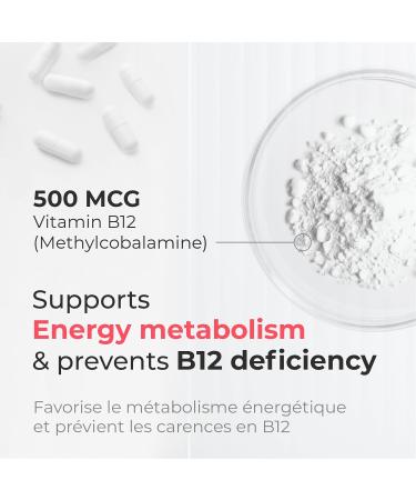Biogenique Vitamin B12 - as Methylcobalamin Supports Energy Metabolism Nervous System Health Blood Cell Function and Methylation - 30 capsules Vitamin B12 Pharmaceutical grade Vegan Made in Canada - Buy Online on GoSupps.com