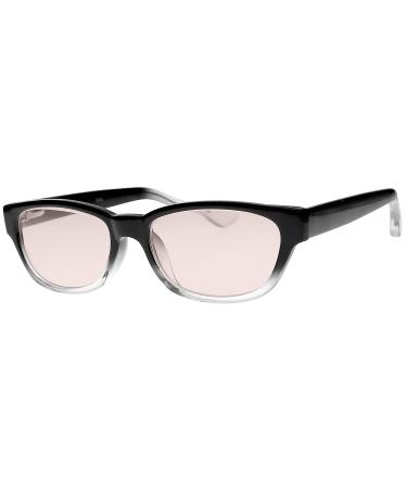 Real Glass Reading Glasses G502 with Pink Magnifying Lenses UV Blocking Comfort Tint 0.25 to 3.00 Diopter Black 1.0 Diopters