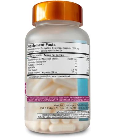 Magnesium Chloride Reforzado + MSM Glucosamine and Chondroitin by Betel Natural - 90 Capsules - Buy Online on GoSupps.com