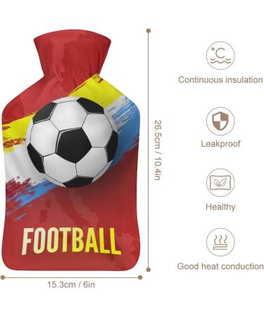 Football Hot Water Bottle with Plush Cover - Hand Warmer for Adults & Children | 26.5x15.3cm - International Shipping Available - Buy Online on GoSupps.com