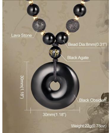 Feng Shui Black Obsidian & Lava Rock Necklaces - Essential Oil Diffuser for Men & Women | Protection Amulets & Power Gemstones - Buy Online on GoSupps.com
