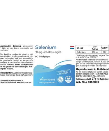 Selenium 100 g selenium yeast - 90 tablets - highly dosed - vegan - bioavailable supplements from Germany | Vitamintrend - Buy Online on GoSupps.com