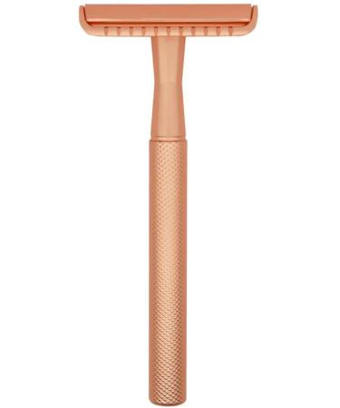 Razor plane reusable razor made of stainless steel rose gold for classic razor blades including 5 blades particularly gentle thorough skin -friendly wet shaving precision razor