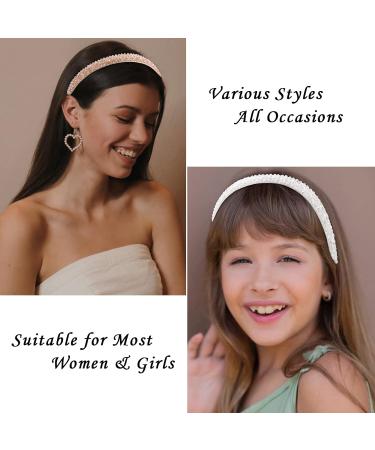 Wecoe 4 Pack Rhinestone Headbands - Crystal Beaded Sparkly Hair Accessories for Women and Girls - Perfect for Halloween and Christmas Gifts - Black, Pink, White, Champagne - Buy Online on GoSupps.com