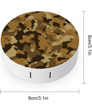 Brown Military Camouflage Round Case For Contact Lens Kit Storage Box with Mirror Printed - Buy Online on GoSupps.com