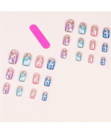 Nail art square nail pieces colorful cloud wearable nail pieces finished nails wearable false nail patches 1 count (Pack of 1) - Buy Online on GoSupps.com