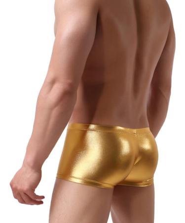 Duohropke Men's Shine Metallic Shorts | Gold Leather Optics Boxer Trunks for Beach Gym & Sport - Buy Online on GoSupps.com