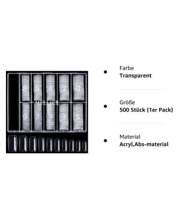 500 Pieces Acrylic Artificial Nails - Transparent False Art Nail Tips for Women - Gel Nail Enhancements - Buy Online on GoSupps.com