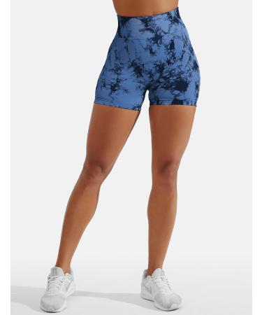 Buy Zaayo 2er-Pack Women's Butt Scrunch High Waist Gym Shorts - Booty Lift Tie Dye Fitness Pants - Black Gray & Dark Blue - Buy Online on GoSupps.com