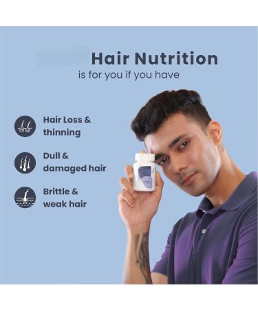 Hair Nutrition Supplement with Biotin Vitamins Minerals Amino Acids & DHT Blockers for Hair Growth Nourishment Strengthens & Reduces Hair Fall for Men & Women - 30 Veg Capsules (1 Month) - Buy Online on GoSupps.com