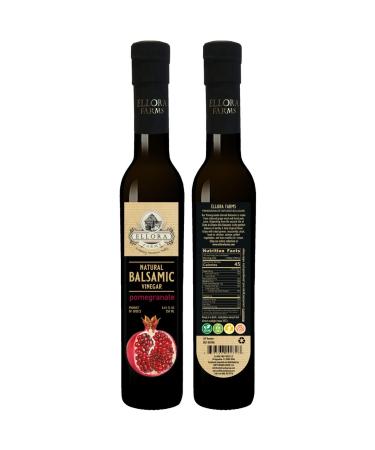 Ellora Farms, Fresh Pomegranate Infused Thick Aged Balsamic Vinegar, All Natural, No-Additives, No-Added Sugar, No-Preservatives, Italian Dark Glass Bottle, 8.45 oz., Pack of 1