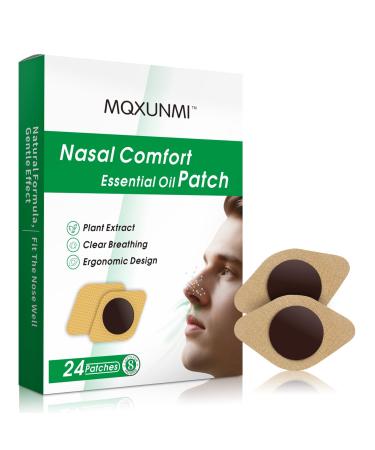 MQXUNMI 24 Count Sinus Relief Patch Natural Kids Nasal Strips for Congestion Essential Oil Stick-On Patches for Kids & Adults Breathable Hypoallergenic Nose Strips