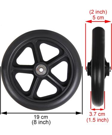 Wheelchair Walker Replacement Wheels 6" 7" 8" Walker and Rollator Replacement Wheel 2 Pcs Wheelchair Front Wheels Solid Rubber Universal for Wheelchair Accessories Parts Wheelchair Casters Black Black 190mm (8inch) - Buy Online on GoSupps.com